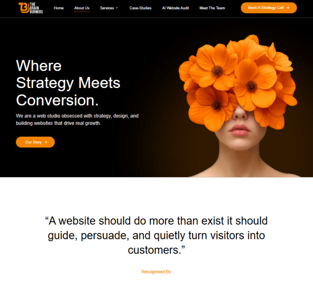 The Brain Burners website homepage preview