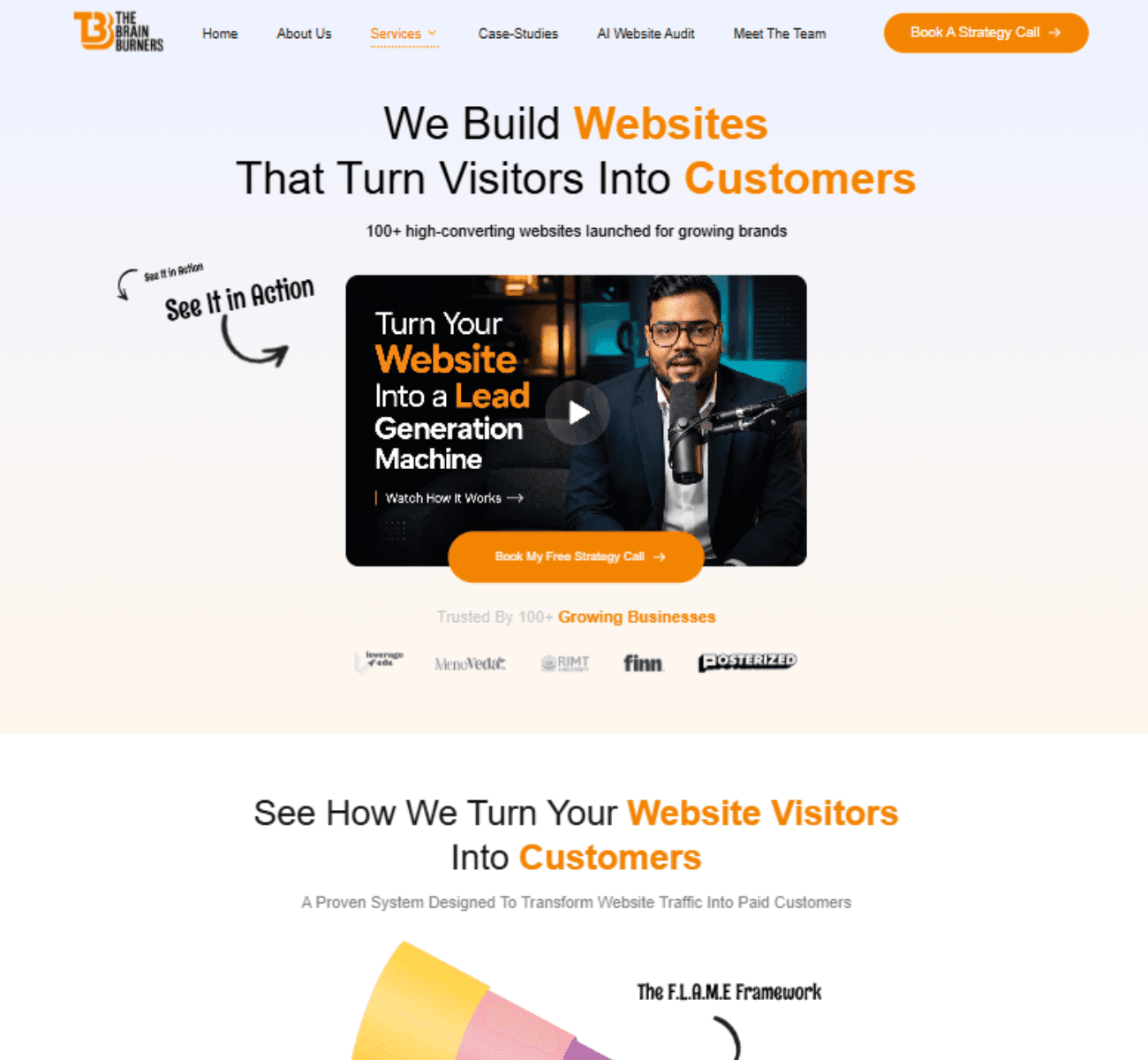 The Brain Burners website inner page preview