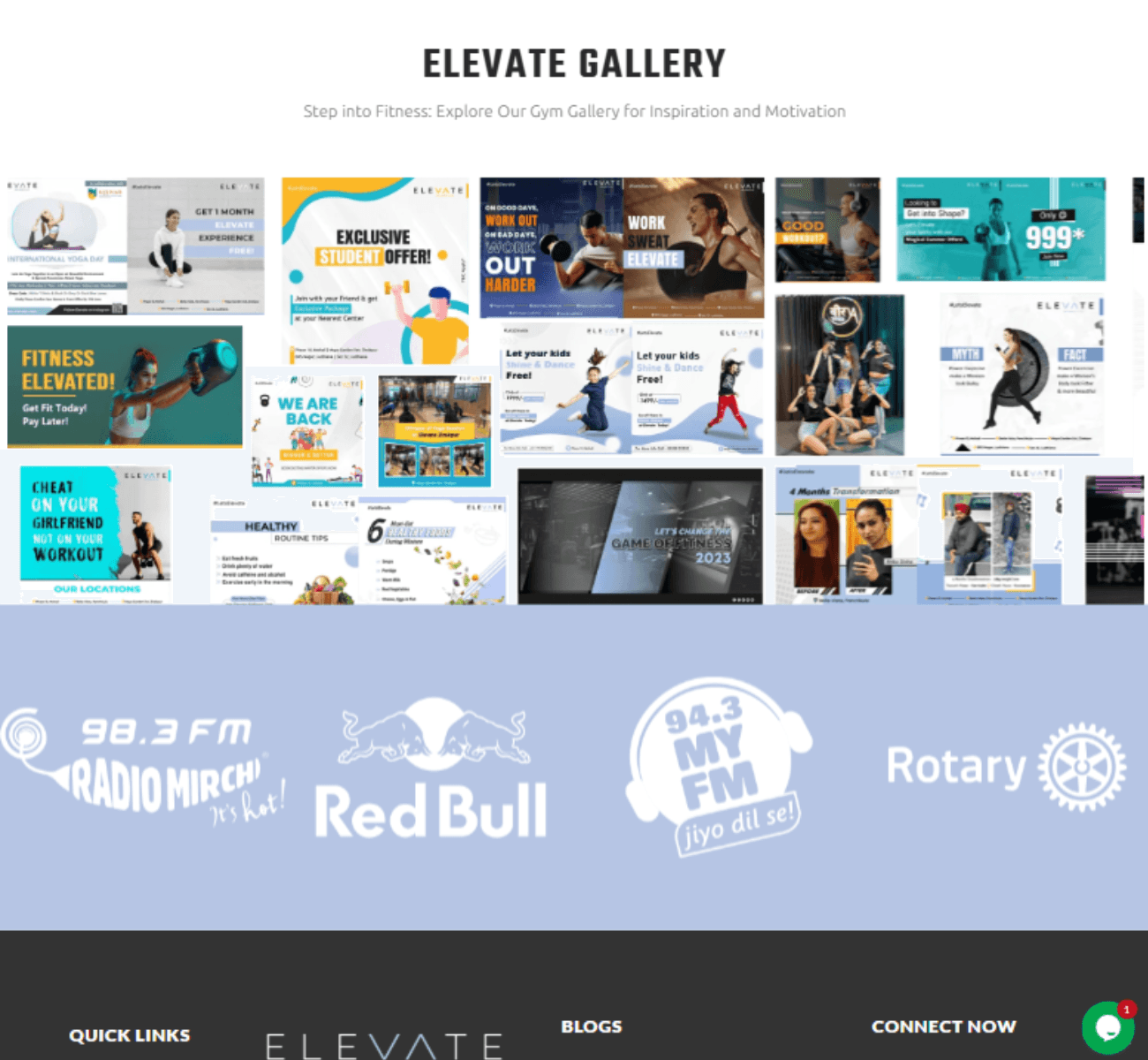 Elevate website content section preview