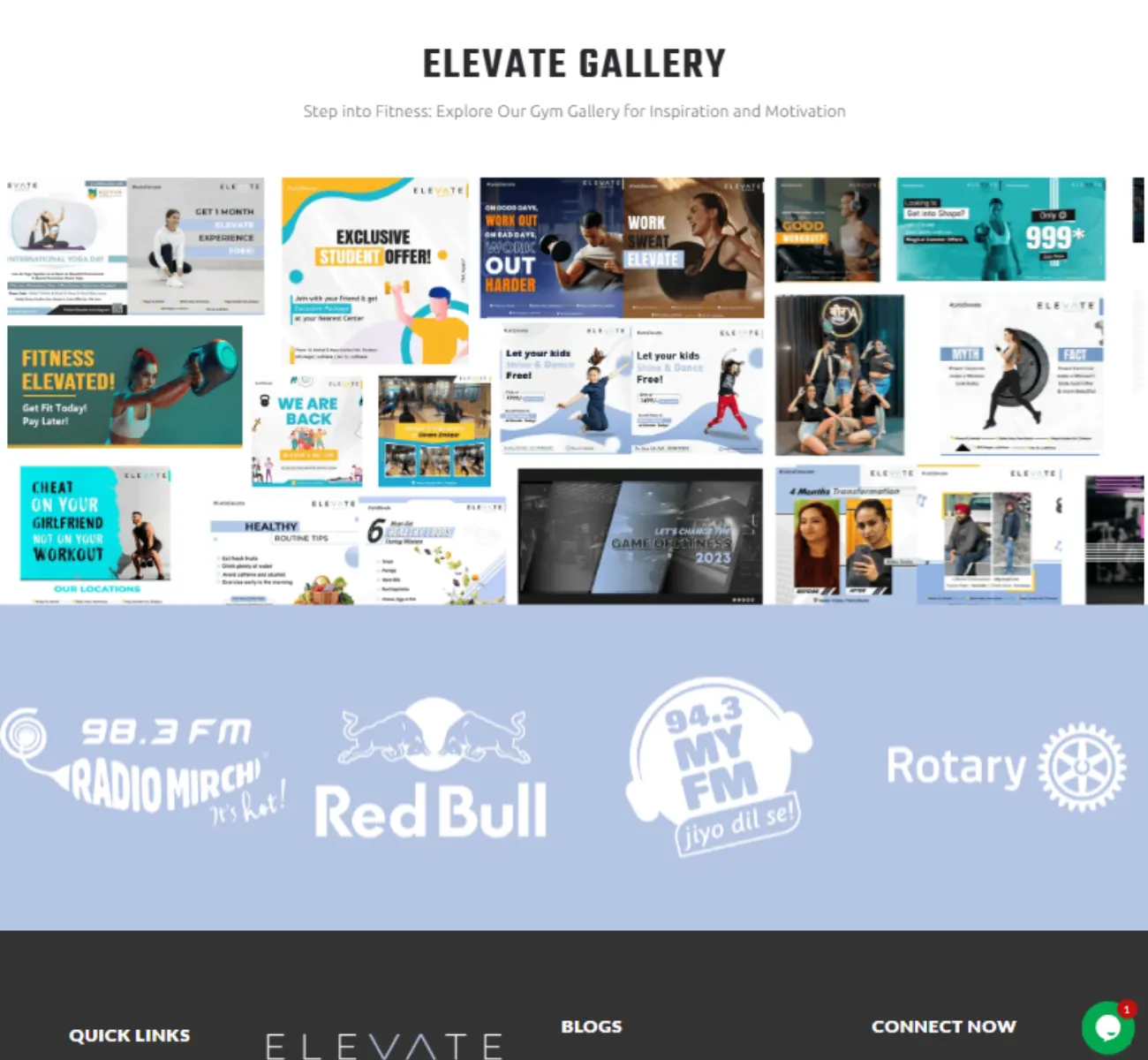 Elevate website content section preview