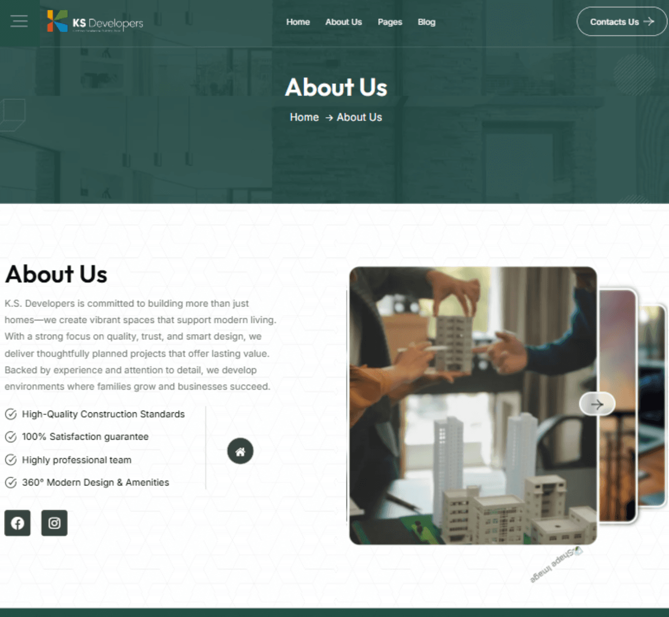 KS Developers website service section preview