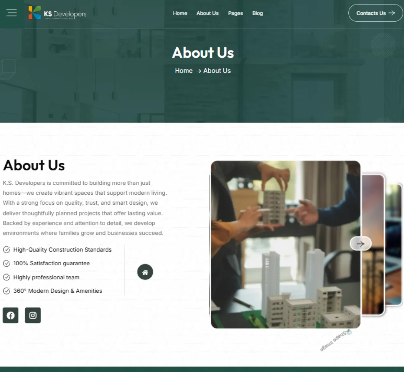 KS Developers website service section preview