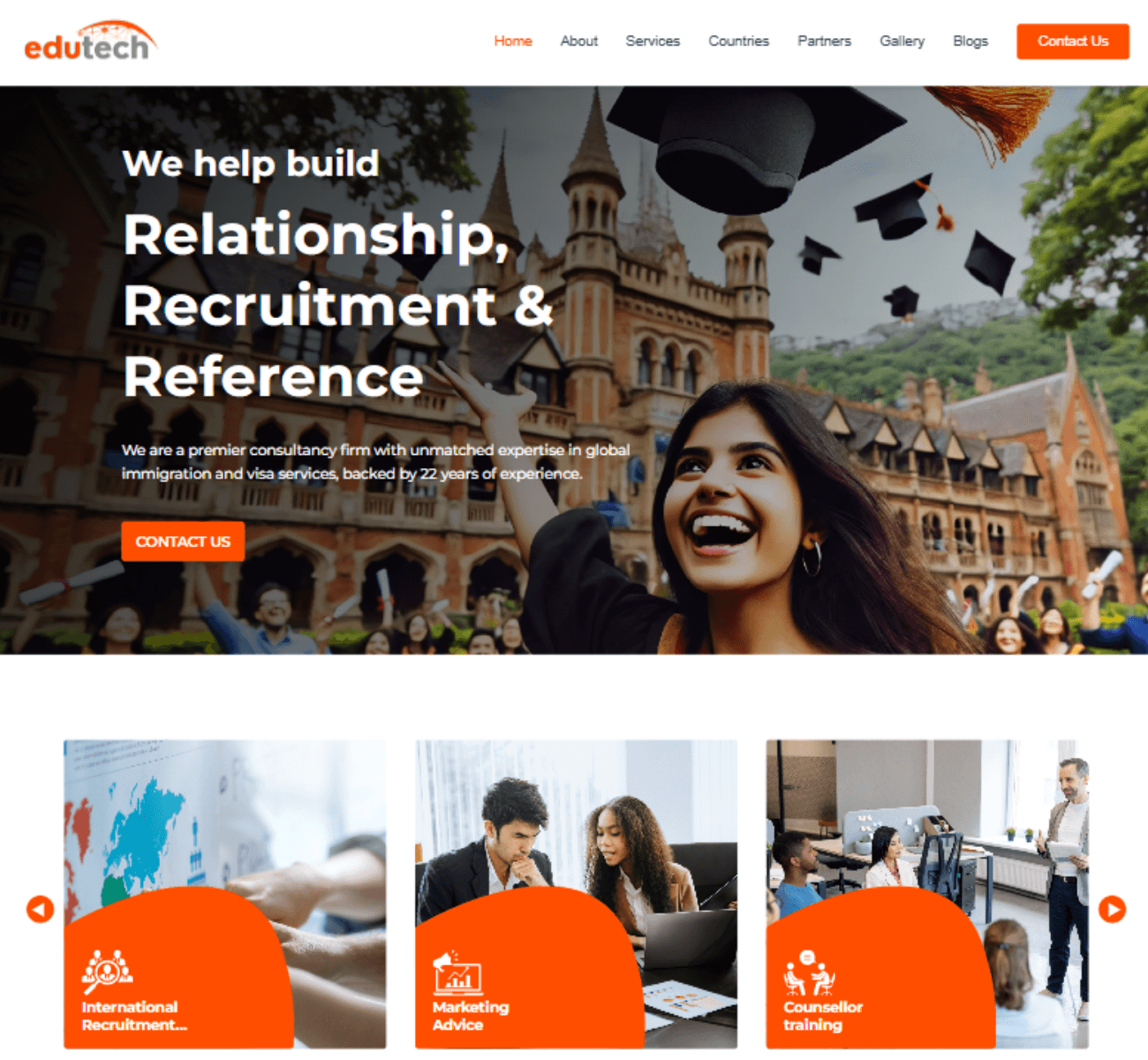 Edutech website homepage preview