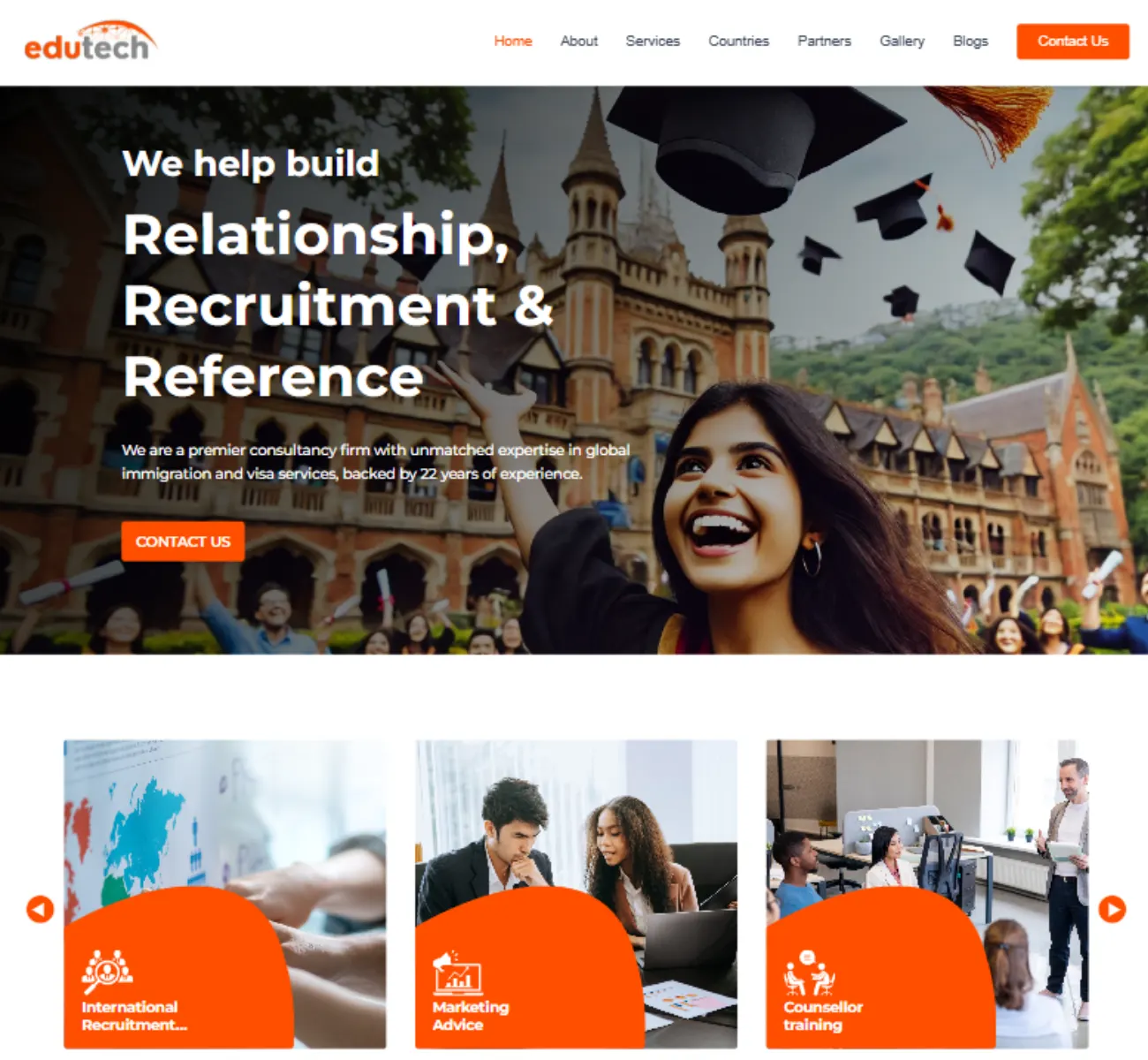 Edutech website homepage preview