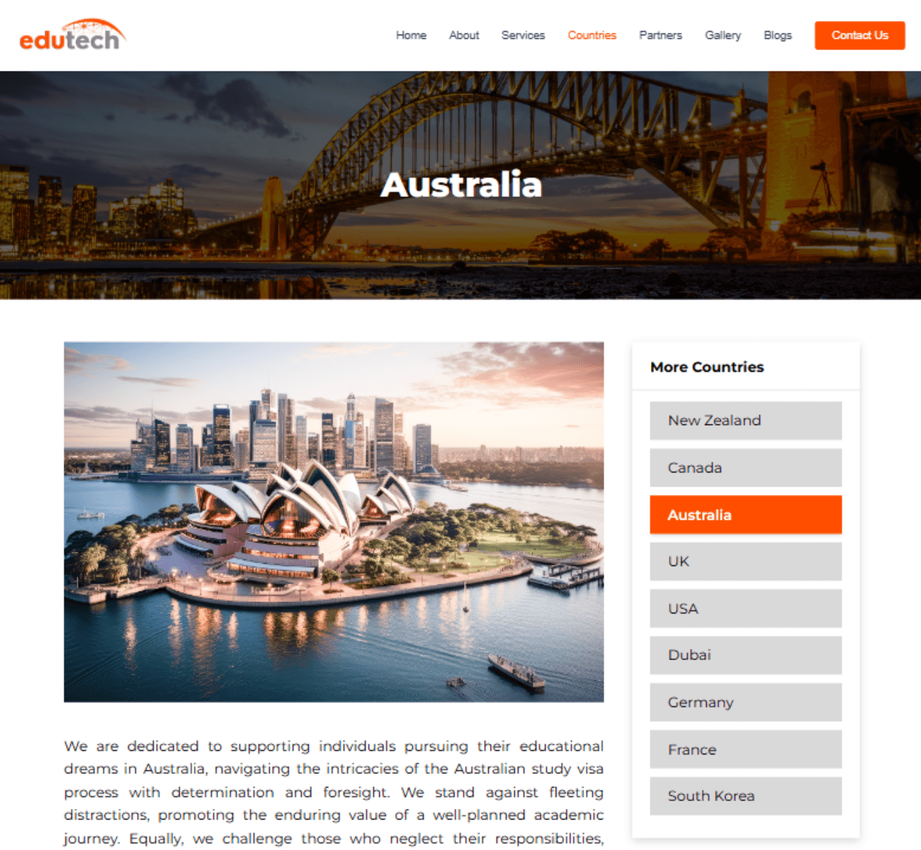 Edutech website feature section preview