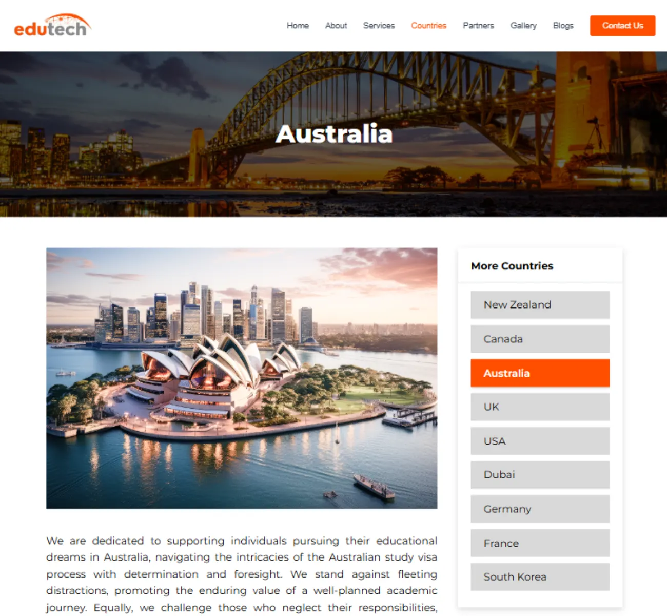 Edutech website feature section preview