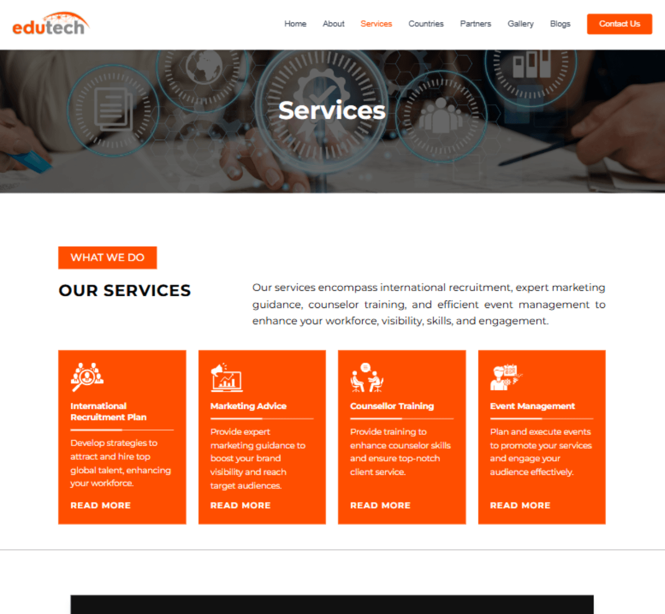 Edutech website inner page preview