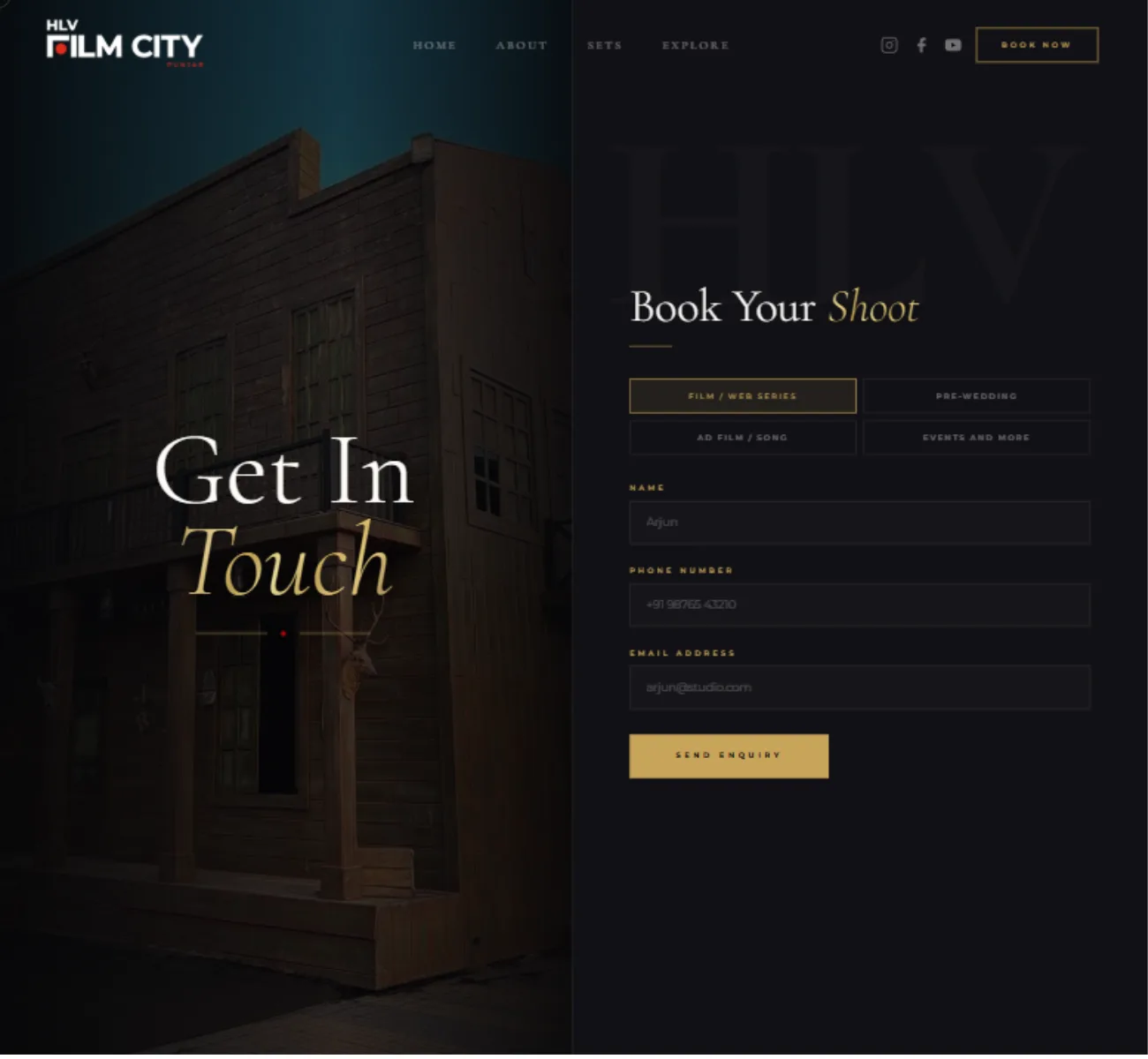 Filmcity website inner page preview